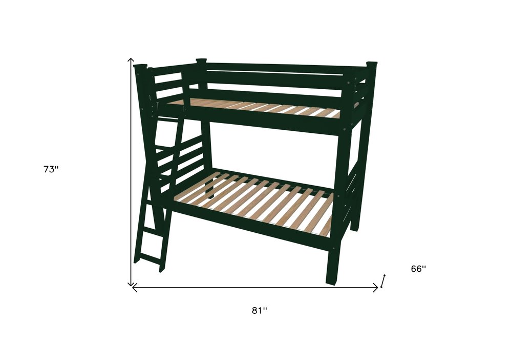 Green Twin Traditional Solid Wood Bunk Bed