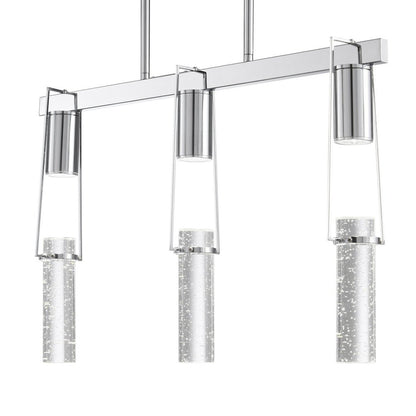 Silver And Clear Three Light Metal Dimmable Smart Enabled Chandelier With Clear Shades