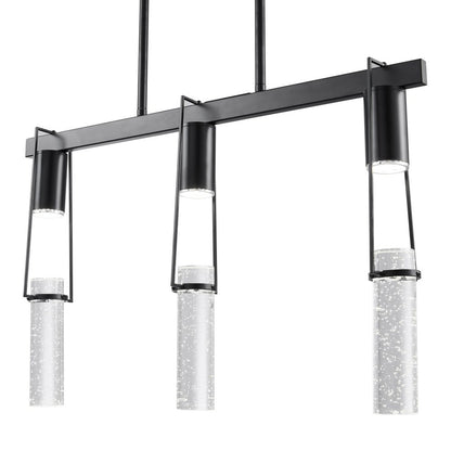 Black And Clear Three Light Metal Dimmable Smart Enabled Chandelier With Clear Shades