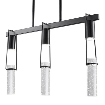 Black And Clear Three Light Metal Dimmable Smart Enabled Chandelier With Clear Shades