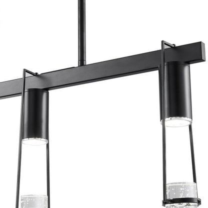 Black And Clear Three Light Metal Dimmable Smart Enabled Chandelier With Clear Shades