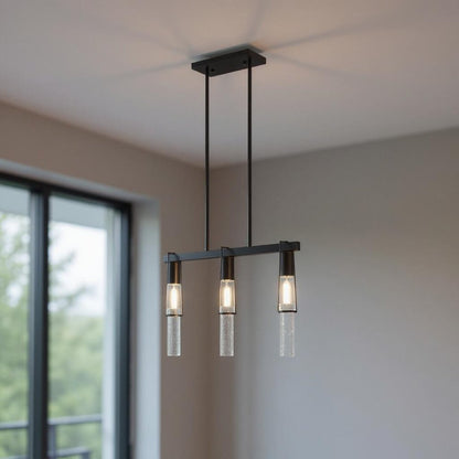 Black And Clear Three Light Metal Dimmable Smart Enabled Chandelier With Clear Shades