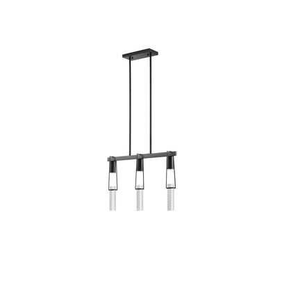Black And Clear Three Light Metal Dimmable Smart Enabled Chandelier With Clear Shades