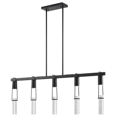 Black And Clear Five Light Metal Dimmable Smart Enabled Chandelier With Clear Shades