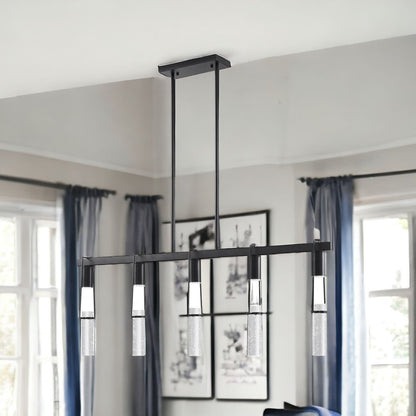 Black And Clear Five Light Metal Dimmable Smart Enabled Chandelier With Clear Shades
