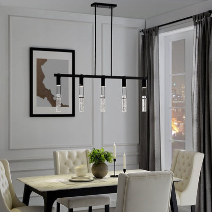 Black And Clear Five Light Metal Dimmable Smart Enabled Chandelier With Clear Shades