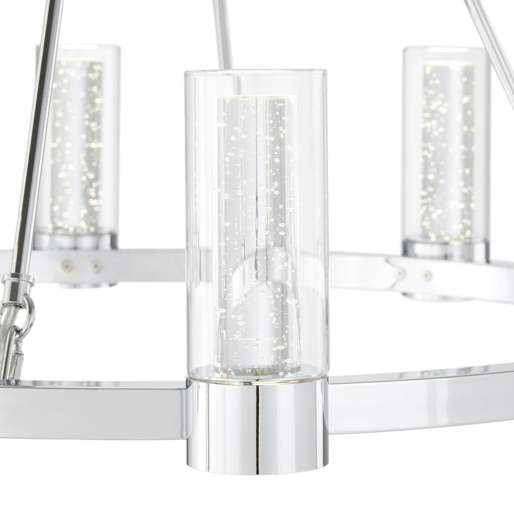 Silver And Clear Candle Style Eight Light Metal Dimmable Smart Enabled Chandelier With Clear Shades