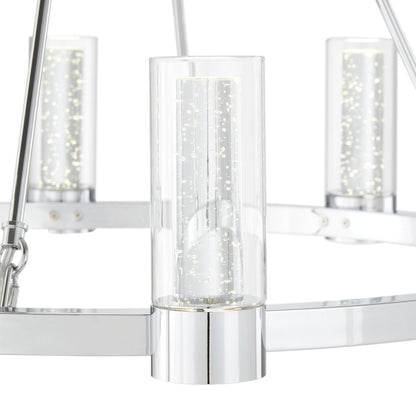 Silver And Clear Candle Style Eight Light Metal Dimmable Smart Enabled Chandelier With Clear Shades
