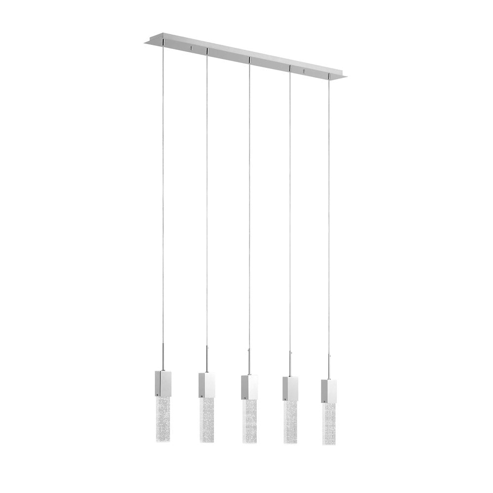 Silver And Clear Five Light Transparent Metal Dimmable Smart Enabled Chandelier With Clear Shades