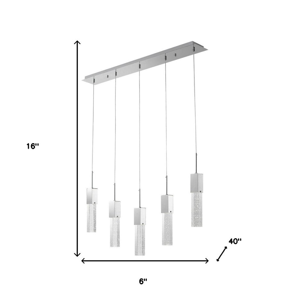 Silver And Clear Five Light Transparent Metal Dimmable Smart Enabled Chandelier With Clear Shades