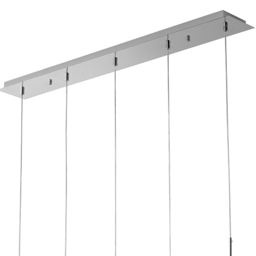 Silver And Clear Five Light Transparent Metal Dimmable Smart Enabled Chandelier With Clear Shades