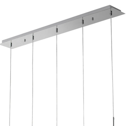 Silver And Clear Five Light Transparent Metal Dimmable Smart Enabled Chandelier With Clear Shades