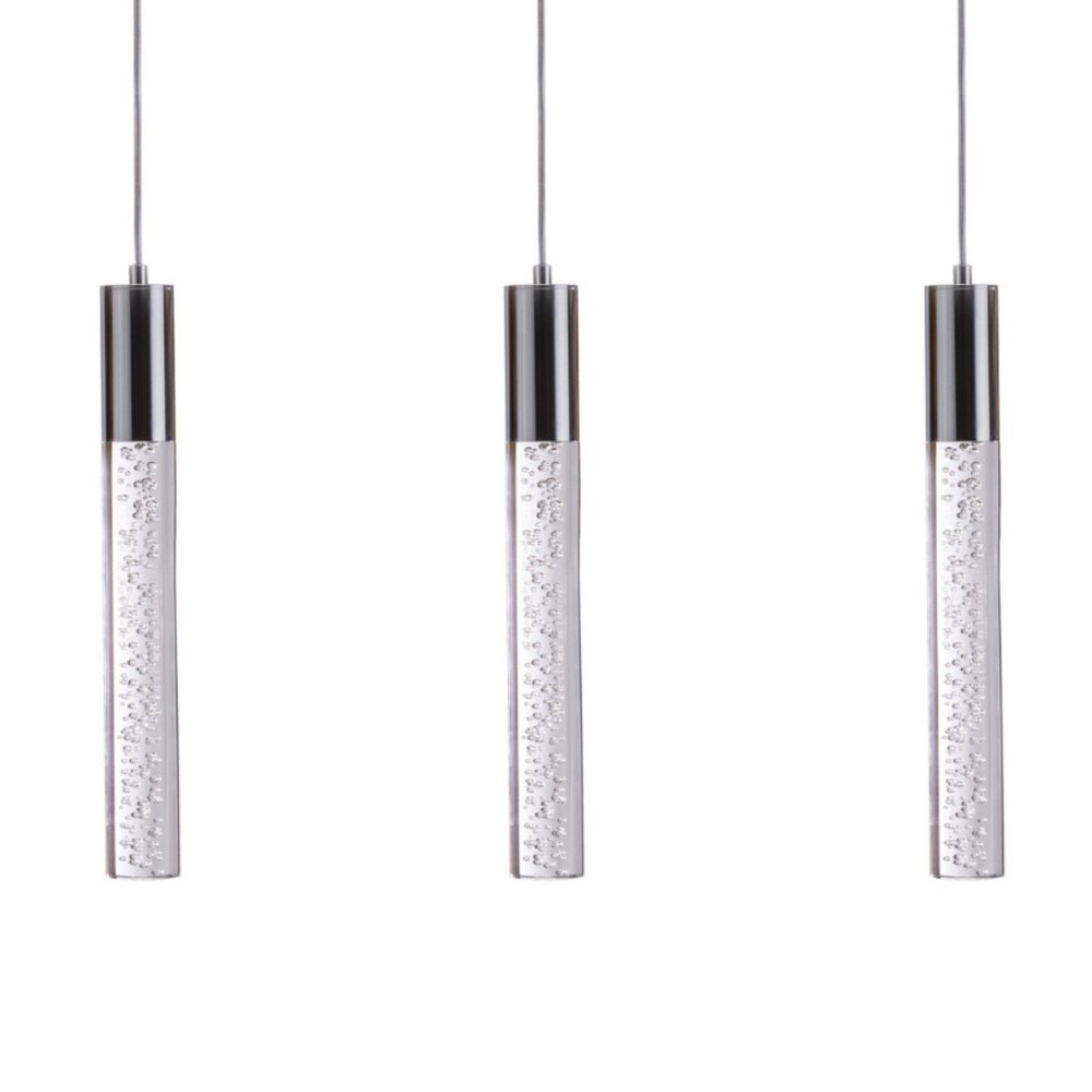 Black And Clear Three Light Transparent Metal Dimmable Smart Enabled Chandelier With Clear Shades