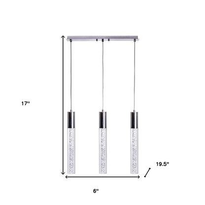 Black And Clear Three Light Transparent Metal Dimmable Smart Enabled Chandelier With Clear Shades