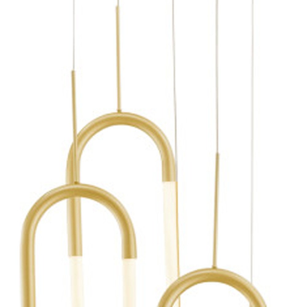 Gold Five Light Metal LED Dimmable Smart Enabled Chandelier
