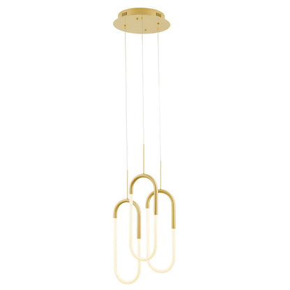 Gold Three Light Metal LED Dimmable Smart Enabled Chandelier