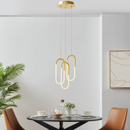Gold Three Light Metal LED Dimmable Smart Enabled Chandelier