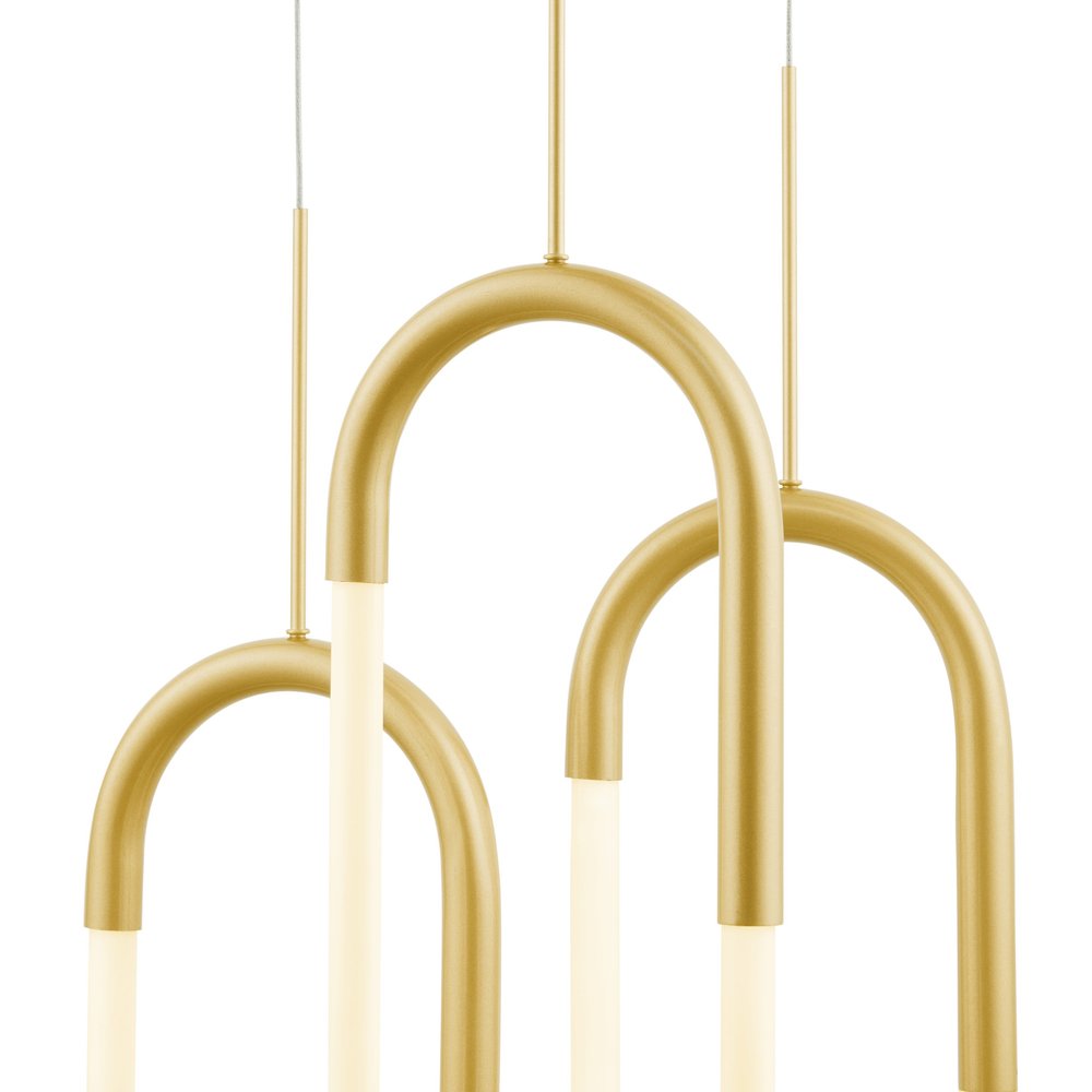 Gold Three Light Metal LED Dimmable Smart Enabled Chandelier