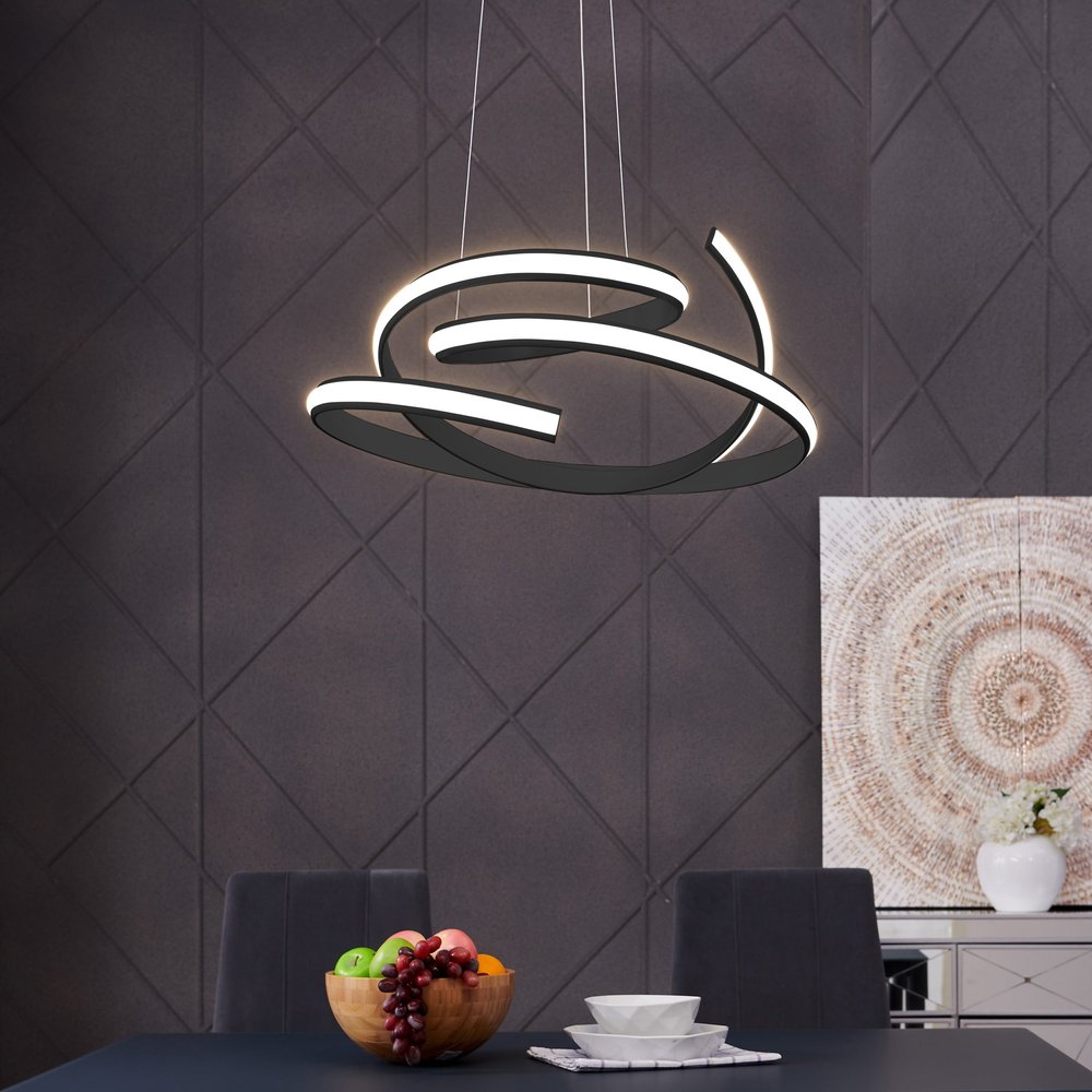 Black Metal LED Dimmable Smart Enabled Chandelier
