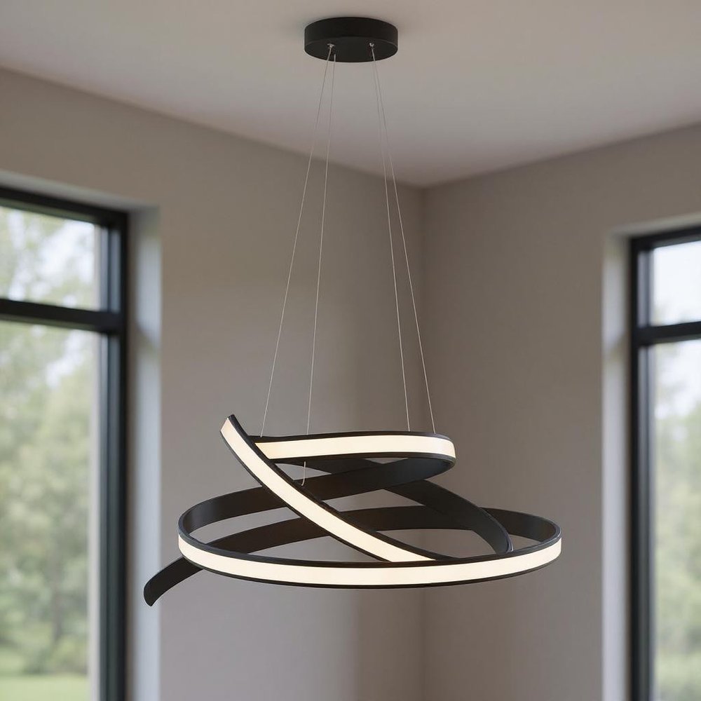 Black Metal LED Dimmable Smart Enabled Chandelier