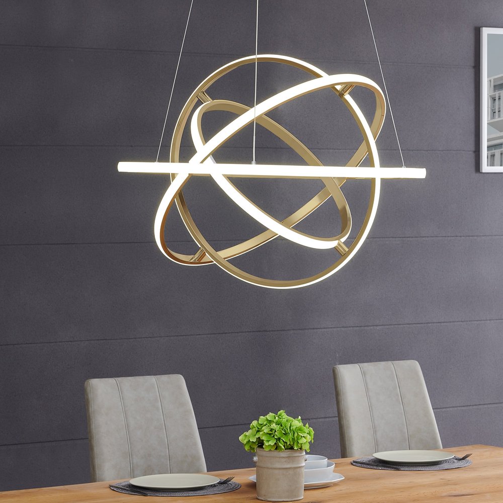 Gold Metal LED Dimmable Smart Enabled Chandelier