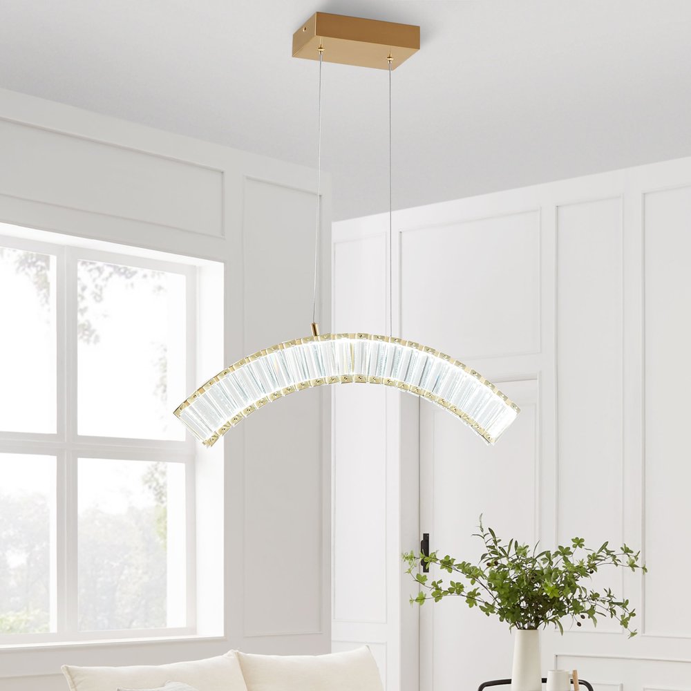 Gold And Clear Metal LED Dimmable Chandelier