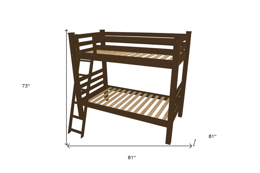 Brown Full Traditional Solid Wood Bunk Bed
