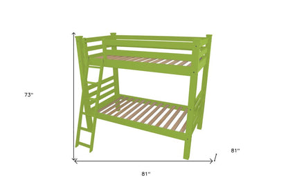 Green Full Traditional Solid Wood Bunk Bed
