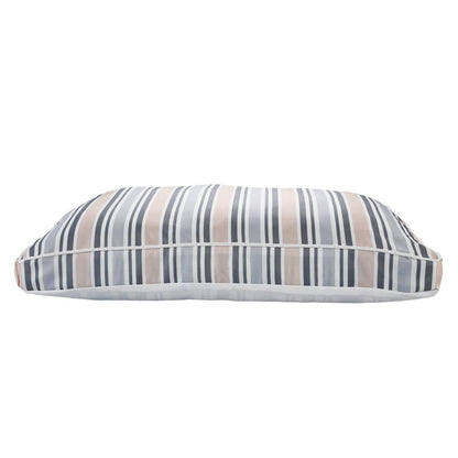 24" X 36" Gray Tan And White Striped Pillow Style Pet Bed With Removable Cover