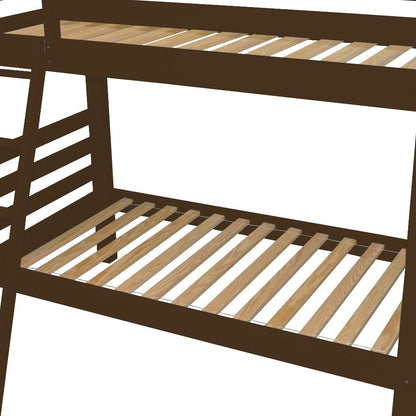 Brown Queen Traditional Solid Wood Bunk Bed