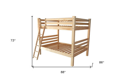 Natural Queen Over Queen Solid Wood Bunk Bed