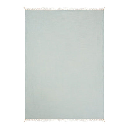 47" X 60" Aqua Cotton Woven Turkish Towel Throw Blanket with Fringe