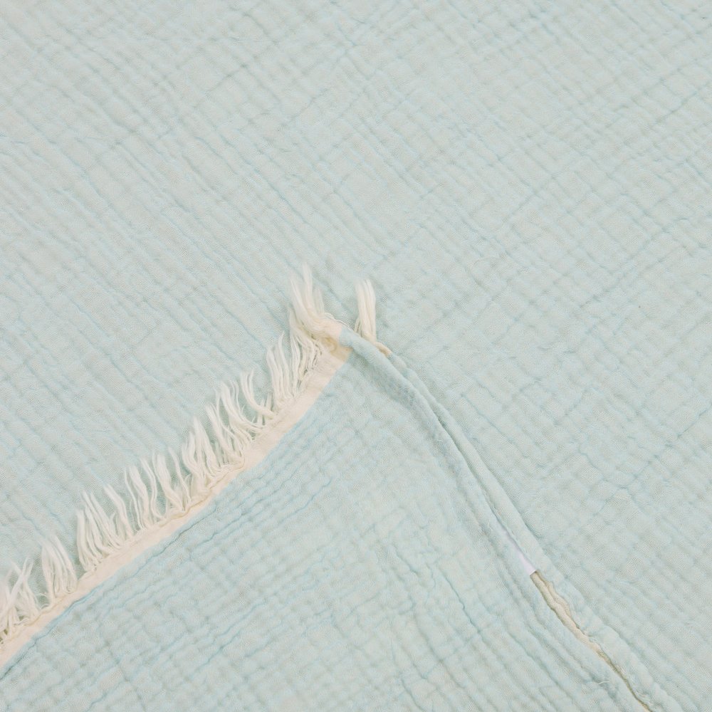 47" X 60" Aqua Cotton Woven Turkish Towel Throw Blanket with Fringe