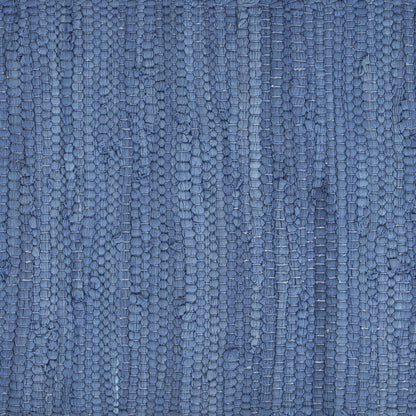 19" Set of Four Blue And Natural Solid With Border Cotton Placemats