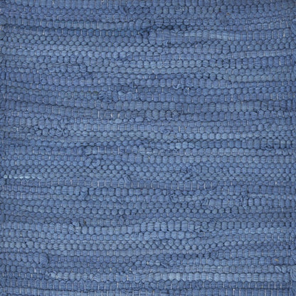 19" Set of Four Blue And Natural Solid With Border Cotton Placemats