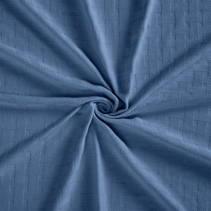 Queen Denim Blue Cotton Cable Knit Blanket