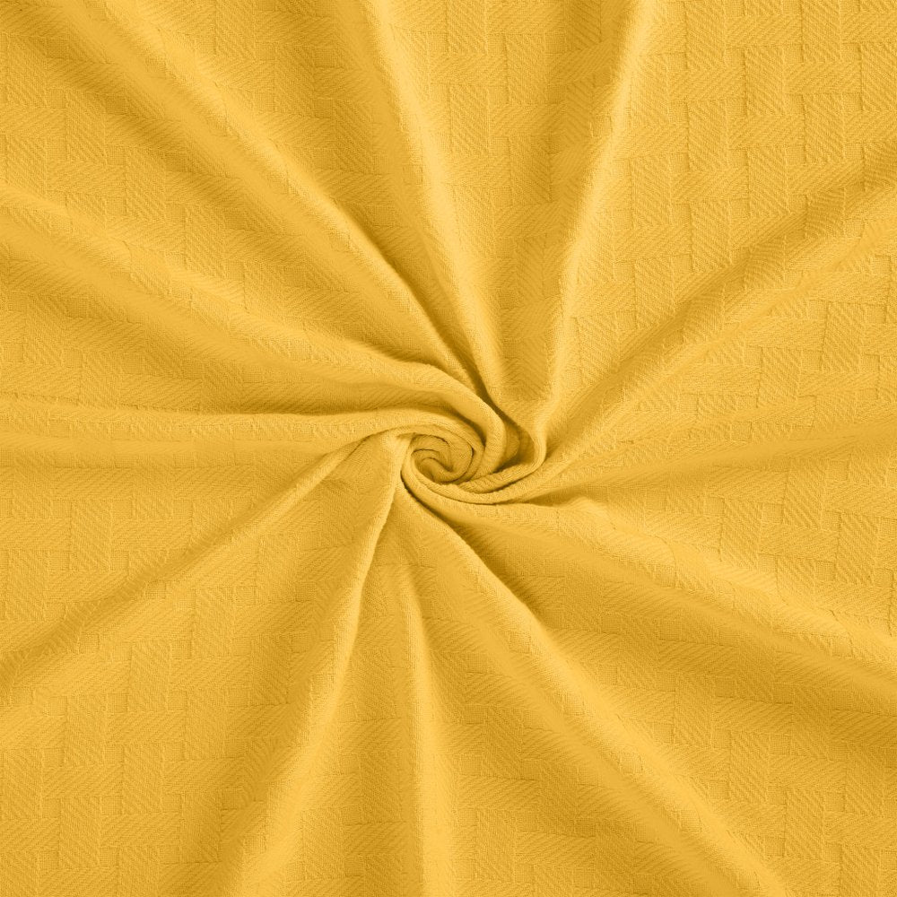 King Gold Cotton Basketweave Geometric Blanket
