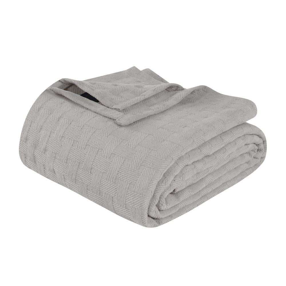 King Silver Cotton Cable Knit Blanket