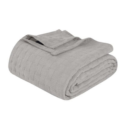 King Silver Cotton Cable Knit Blanket