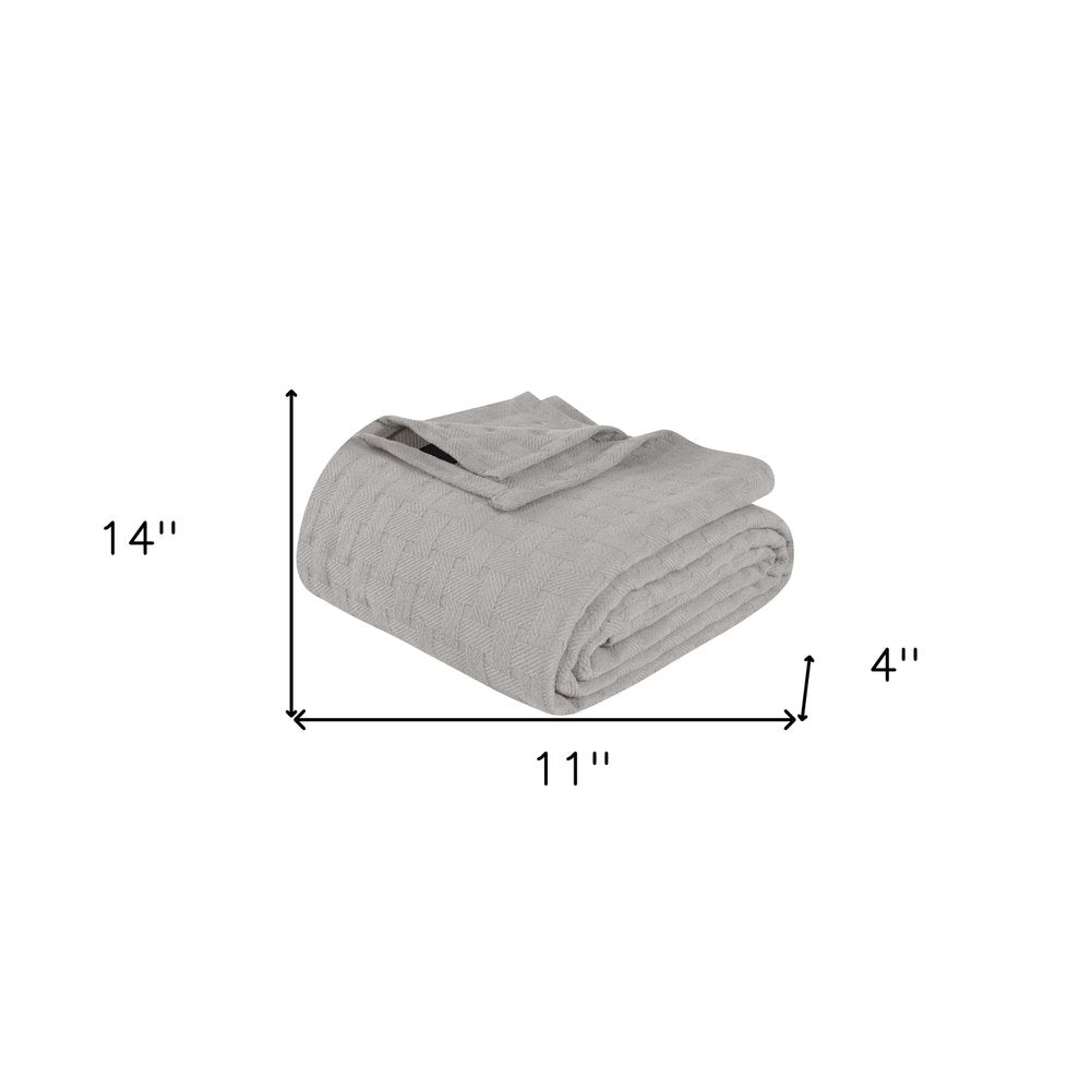 King Silver Cotton Cable Knit Blanket