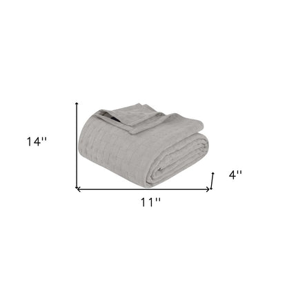 King Silver Cotton Cable Knit Blanket
