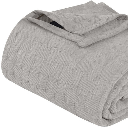 King Silver Cotton Cable Knit Blanket