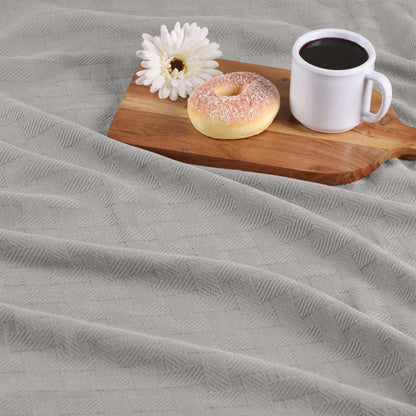 King Silver Cotton Cable Knit Blanket