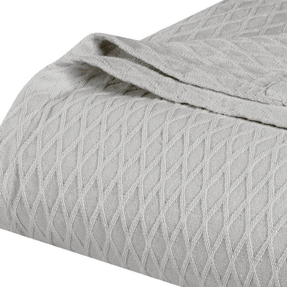 Queen Platinum Cotton Cable Knit Blanket