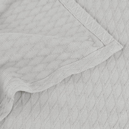 Queen Platinum Cotton Cable Knit Blanket