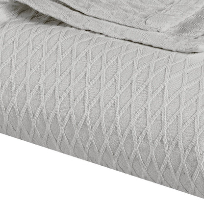 Twin Platinum Cotton Cable Knit Blanket