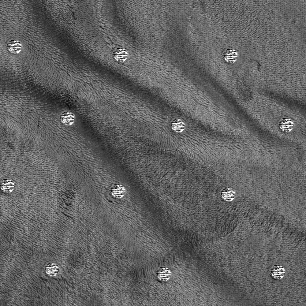 Queen Gray And Silver Fleece Woven Polka Dots Plush Blanket