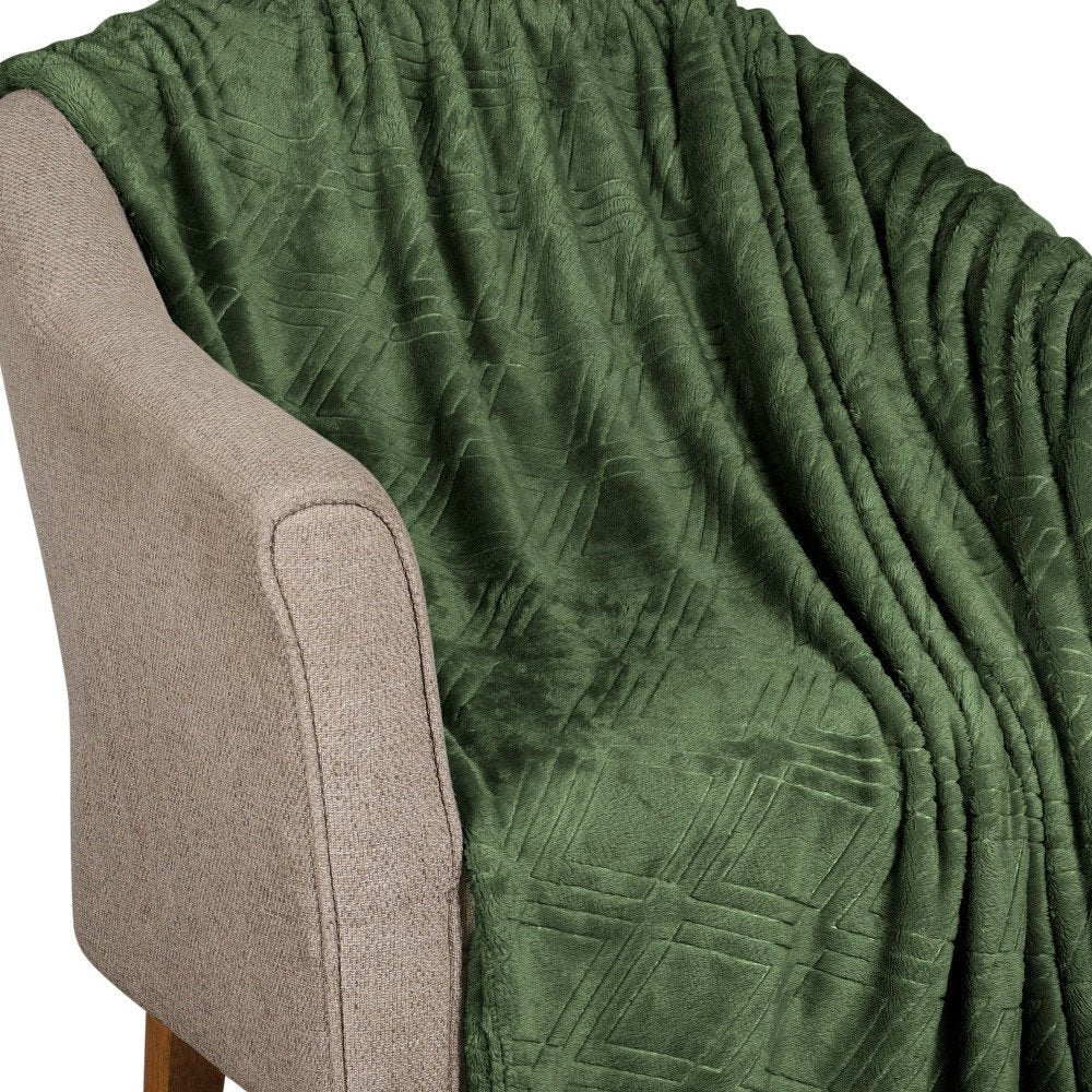 Queen Green Flannel Knitted Plush Blanket