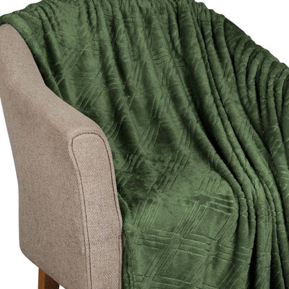 Queen Green Flannel Knitted Plush Blanket