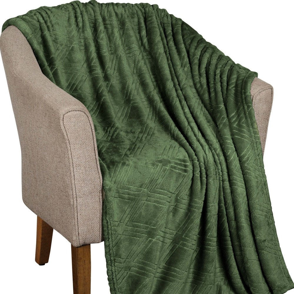 Queen Green Flannel Knitted Plush Blanket